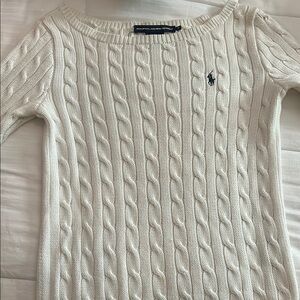 Ralph Lauren Women's White Cable Knit Sweater